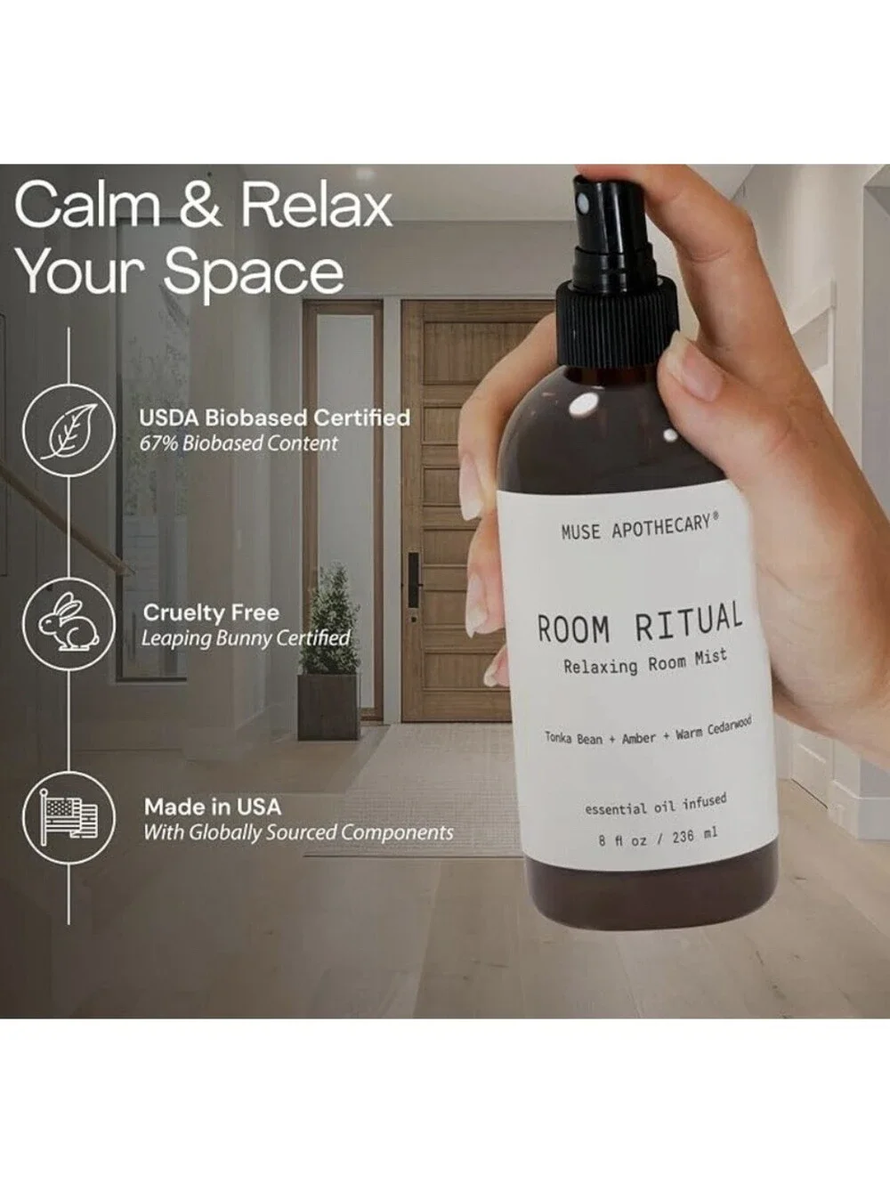 Muse Apothecary Home Ritual Active Odor Eliminator Spray - Furniture Deodoriz...